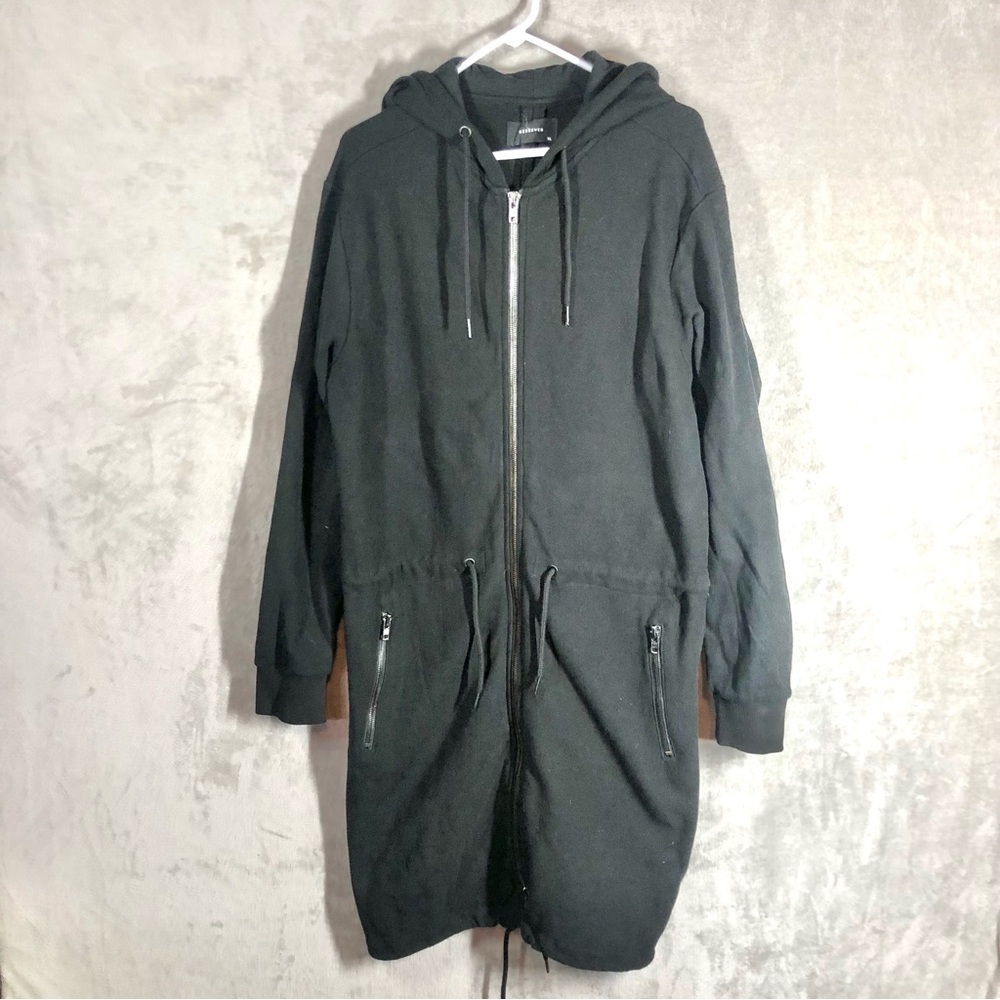 Reserved Long Zip Up Hooded Sweatshirt Jacket Men’s XL Black Jogging Outdoors